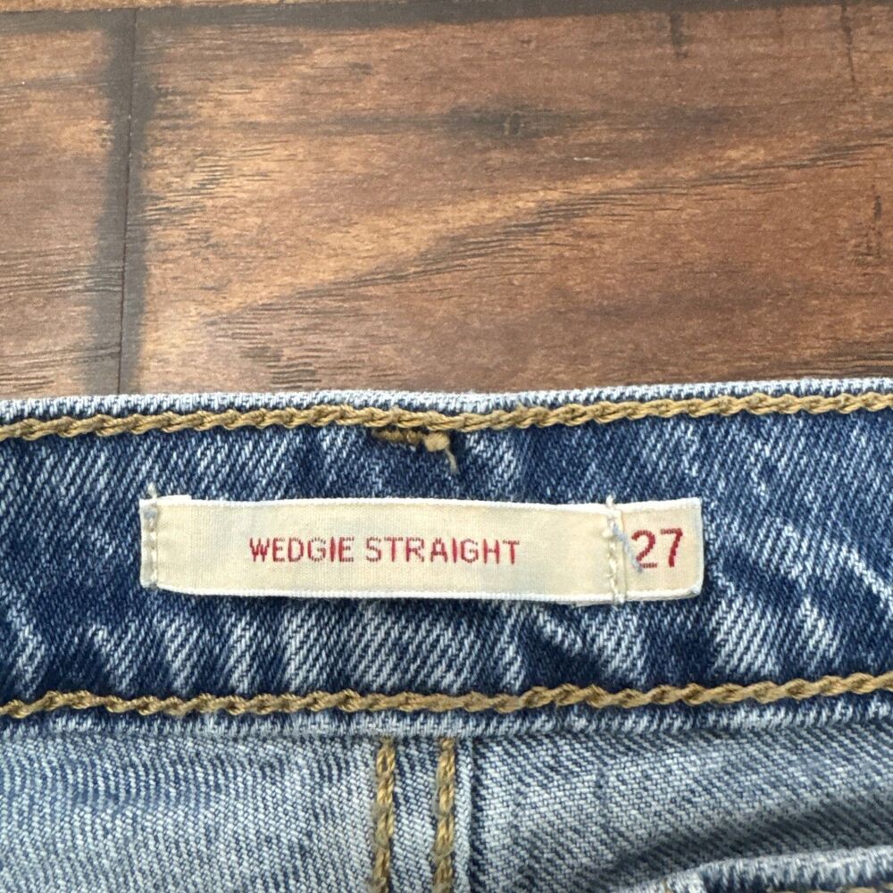 Levis Premium Wedgie Jeans Women's 27 (27.5 x 27) Blue Denim Button Fly Big E - Picture 11 of 15